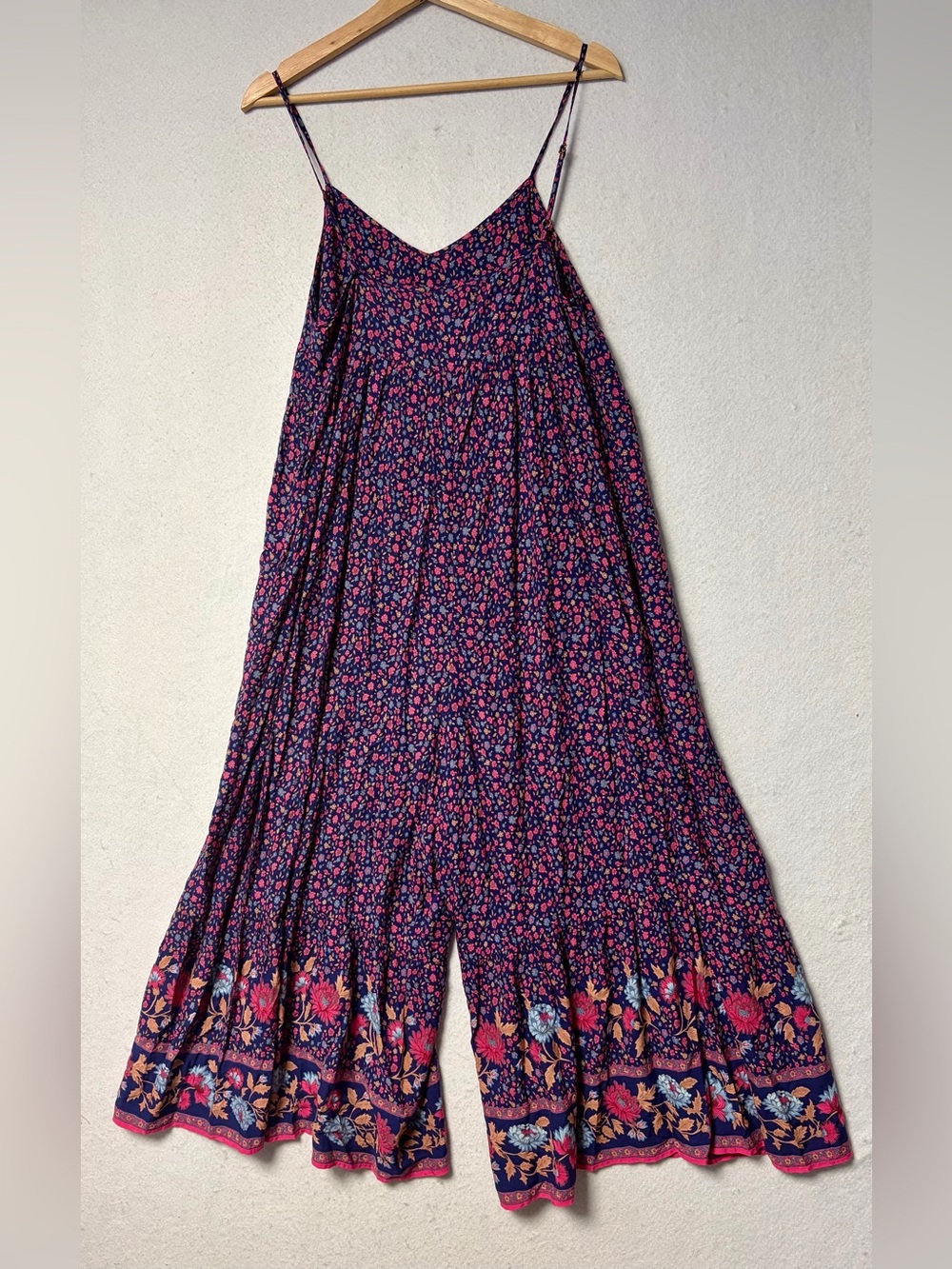Natural Life Sedona Jumpsuit Small Navy Pink Floral Boho Wide Leg Pockets Earthy - Picture 3 of 9